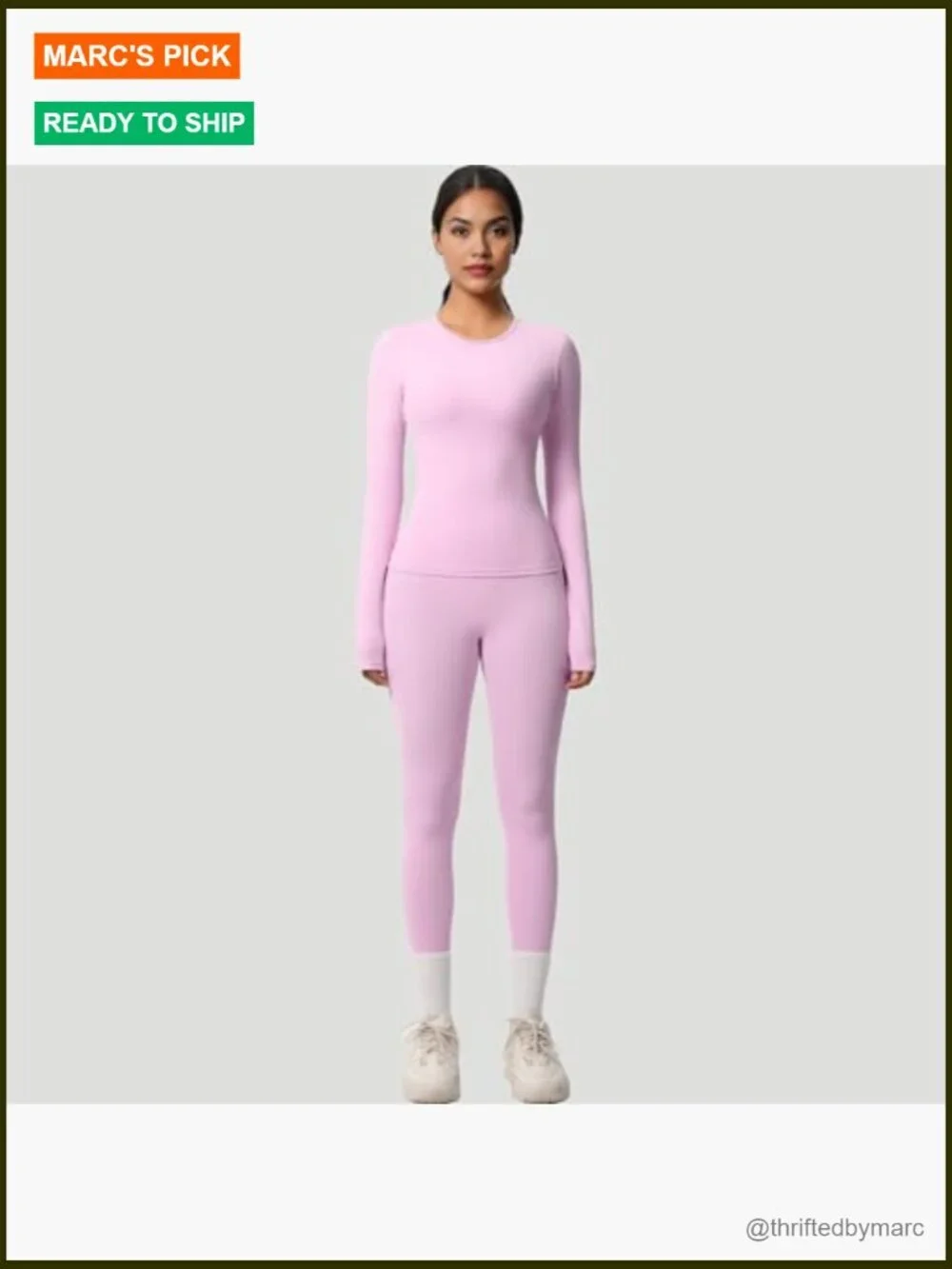 Long Sleeve Workout Top & High-Waisted Leggings Set Medium Fitted